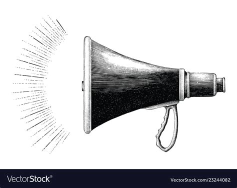 Vintage megaphone hand drawing engraving style Vector Image