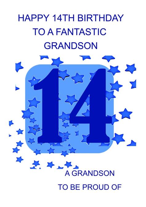 Grandson 14th Birthday Card | Etsy