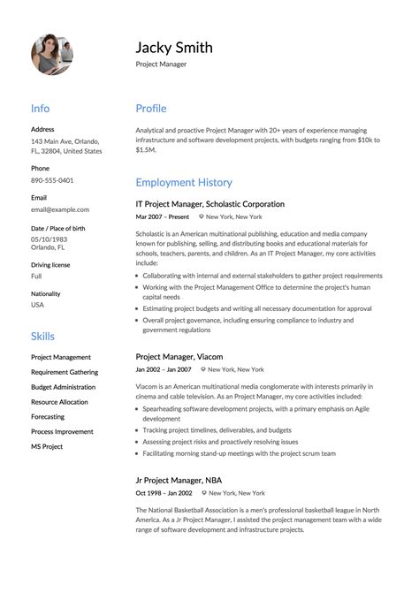 Project Manager Resume & Full Guide | 12 Examples [ Word & PDF ] 2019