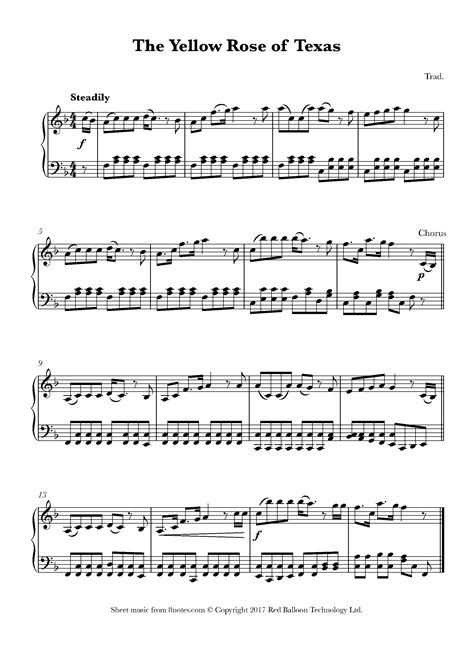 The Yellow Rose of Texas Sheet music for Piano - 8notes.com