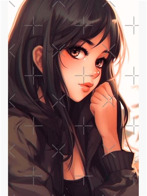 "Anime Pretty Girl Dark Hair Anime Girl" Sticker for Sale by AprilAI | Redbubble