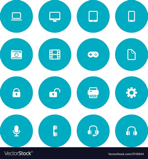 Flat icon set for web and mobile technology icons Vector Image