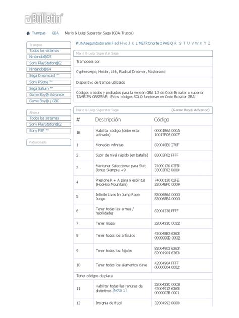 Mario & Luigi Superstar Saga (Trucos de GBA) | PDF | Empresas de videojuegos de Japón | Hardware ...