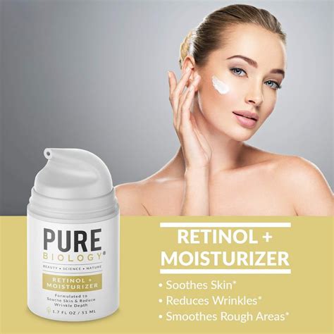 Pure Biology Premium Retinol Cream Face Moisturizer with Hyaluronic Acid, Vitamins B C andamp ...