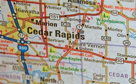 Map Image of Cedar Rapids Iowa Stock Photo - Image of cedar, interstates: 271274986