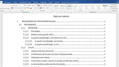 Exemple Table Des Matières Word 2010 - Le Meilleur Exemple