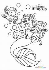 Flounder Giving Ariel Flowers  Coloring Pages For Kids sketch template