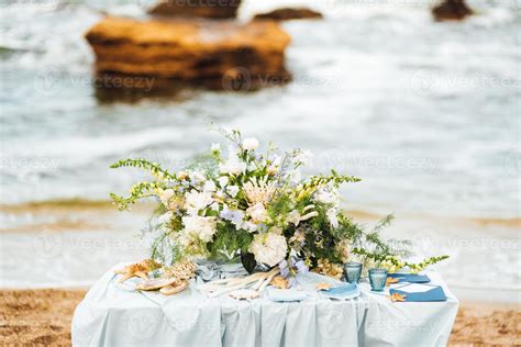 wedding ceremony area on the sandy beach 2375538 Stock Photo at Vecteezy