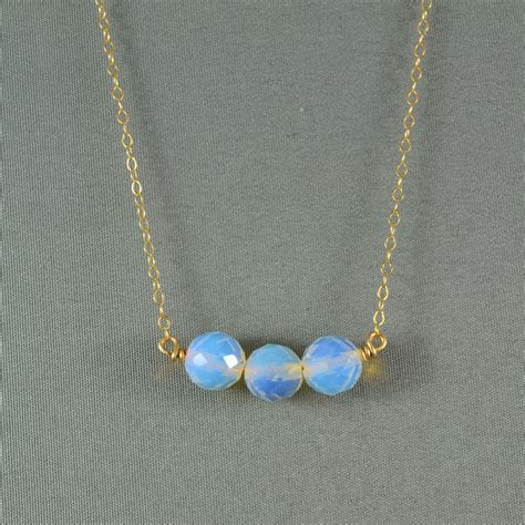 Beautiful Moonstone Opal Beaded Necklace, Wired Beads, 14K Gold Filled Chain, Wonderful Jewelry ...