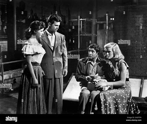 Patricia Hardy, Leonard Freeman, Harvey Lembeck, Joyce Holden, on-set of the Film, "Girls in the ...