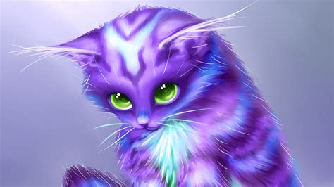 Purple Cat With Green Eyes HD Purple Wallpapers | HD Wallpapers | ID #36996