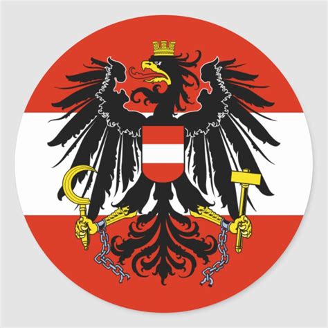 Flag of Austria with Coat of Arms Classic Round Sticker