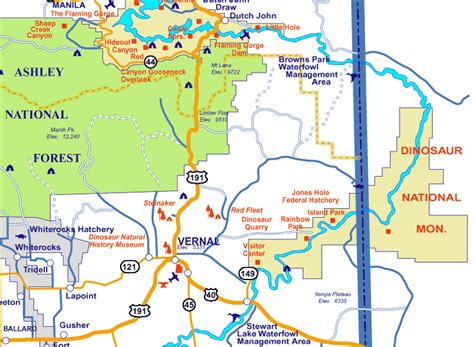 DINOSAUR NATIONAL MONUMENT MAP UTAH - ToursMaps.com