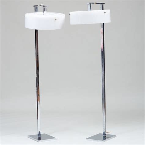 Pair of Modern Chrome Floor Lamps with Acrylic Shades sold at auction on 18th November | Bidsquare