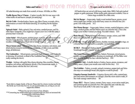 Online Menu of The Bel Air Cafe Restaurant, Fillmore, California, 93015 - Zmenu