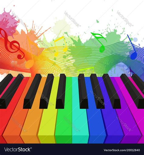 Rainbow Colored Piano Keys Musical Notes And W Vector Image | My XXX Hot Girl