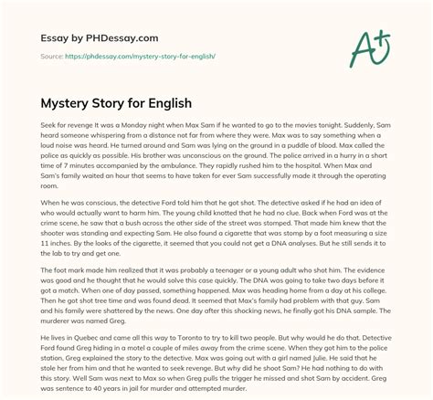 Mystery Story for English (500 Words) - PHDessay.com