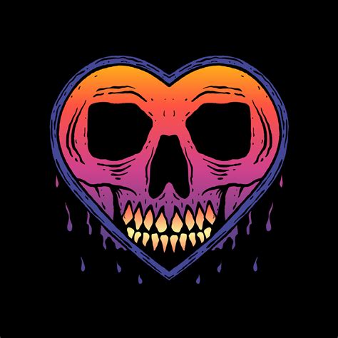 Skull love art Illustration hand drawn colorful vector for tshirt ...