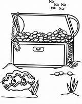 An Opened Treasure Chest In The Bottom Of Sea Coloring Page  Kids sketch template