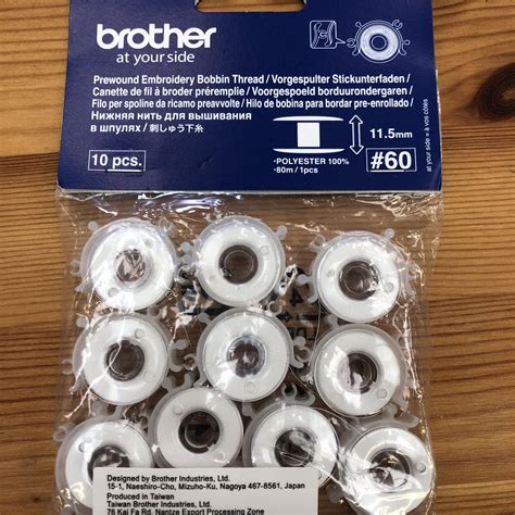 Brother Pre-Wound Bobbins 11.5mm 60w for Embroidery only Machines Pack – Fabric Mouse Sewing ...