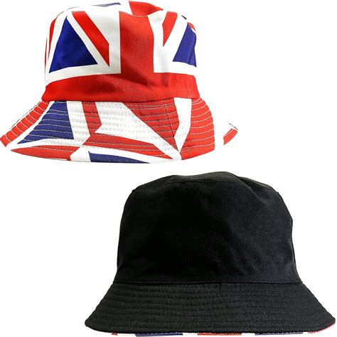 Union Jack Hats Adults Reversible Bucket Hat Rocking Party Queens ...