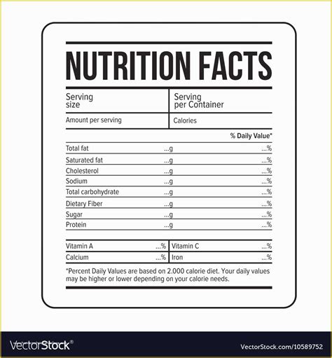 Nutrition Label Template Free Of Nutrition Facts Label Template Royalty Free Vector Image ...