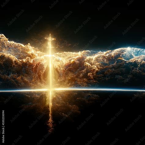 World Creation by God Divine Power - Digital Art, Concept Art, 3D Render Stock Illustration ...