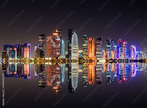 Doha skyline at night, Qatar. Stock Photo | Adobe Stock