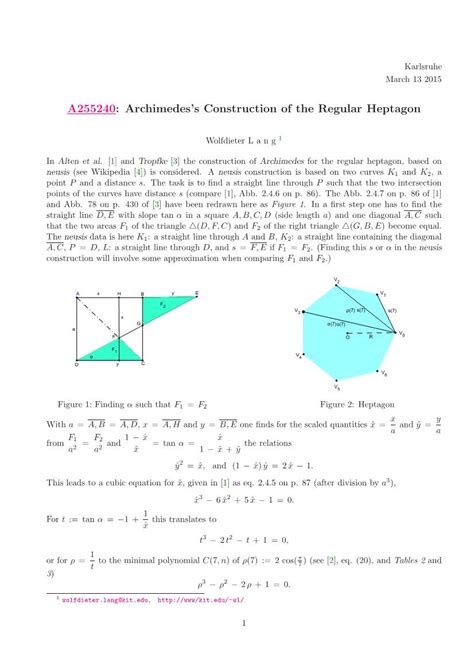 Archimedes's Construction of the Regular Heptagon - DocsLib