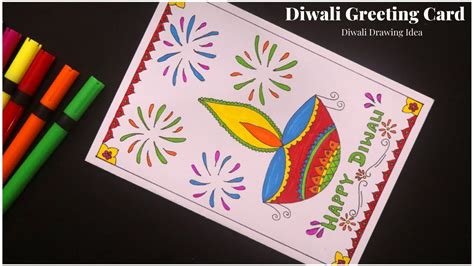 Happy Diwali Greeting Card Drawing | Handmade Greetings Card for Diwali 2019 | DIY Diwali Gifts