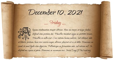 What Day Of The Week Was December 10, 2021?