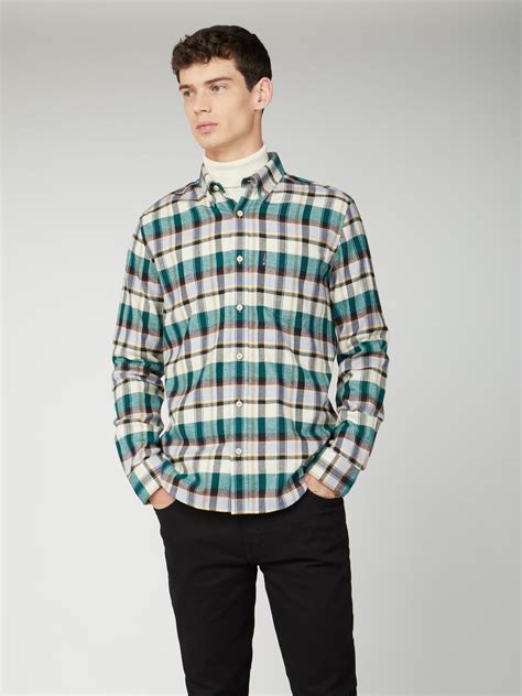 Men's Green Brushed Checked Shirt | Ben Sherman | Est 1963