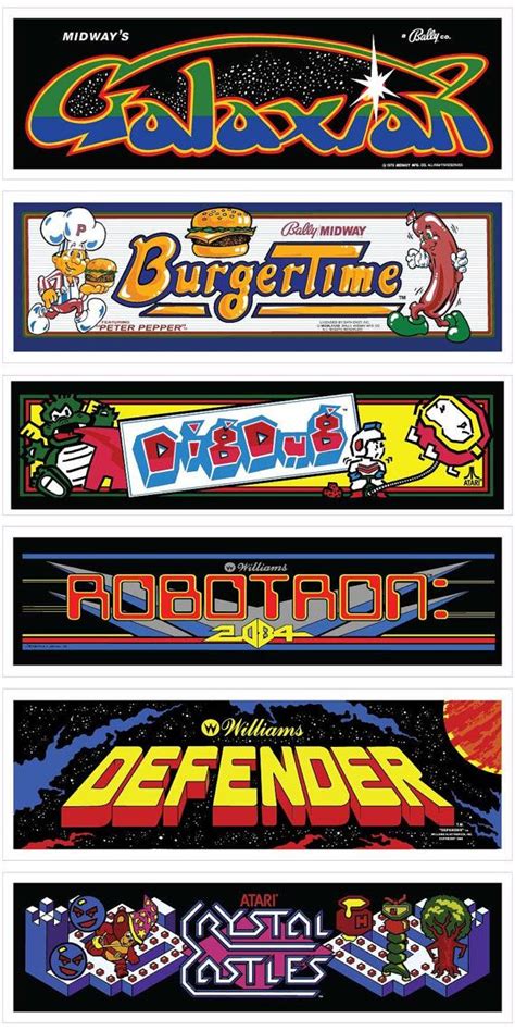 Classic Arcade Marquees - Wall Art - 6 Packs | Retro arcade games, Retro arcade, Retro games room