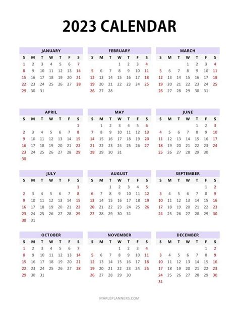 Free Printable 2023 Yearly Calendar Template Calander Printable, Printable Yearly Calendar, Free ...