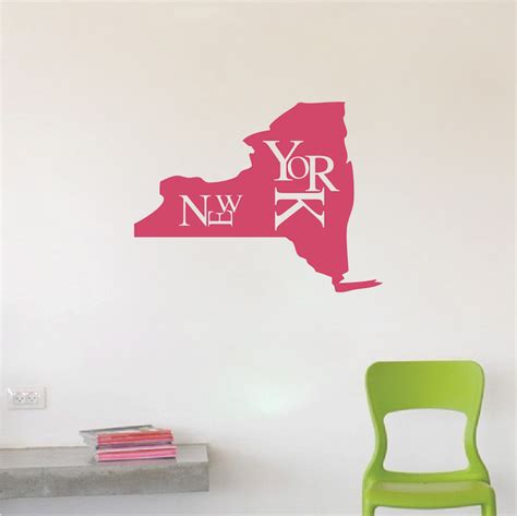 New York State Wall Decal Decor _ Modern New York Wall Lettering Decal _ State Wall Decor _ Us ...