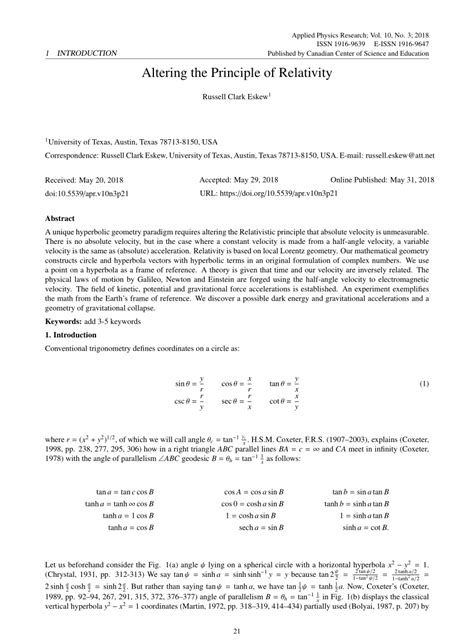 (PDF) Altering the Principle of Relativity