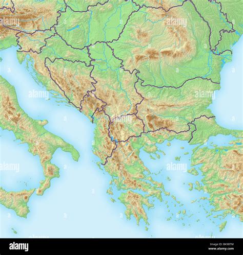 Balkans, shaded relief map Stock Photo - Alamy