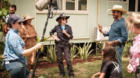 Deborah Mailman, Judy Davis and Aaron Pedersen on the set of MYSTERY ROAD THE SERIES. A BUNYA ...