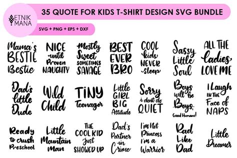 35 QUOTE FOR KIDS T-SHIRT DESIGN SVG BUNDLE (339197) | SVGs | Design ...