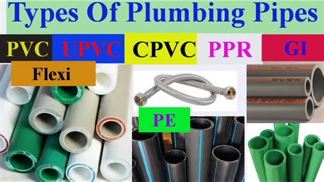 Plumbing Pipes, Types of water Plumbing Pipe, Difference between PVC UPVC CPVC PPR GI Flex PEX ...