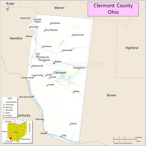 Map of Clermont County, Ohio - Where is Located, Cities, Population, Highways & Facts