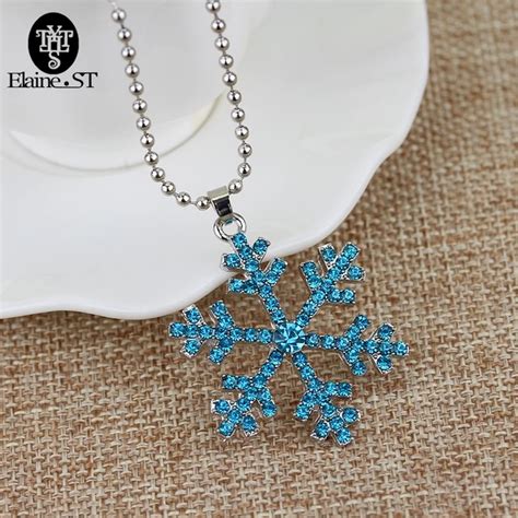 Aliexpress.com : Buy 20pcs/lot Blue Crystal Elsa Snowflake Necklace Winter Pendant Anna Charm ...