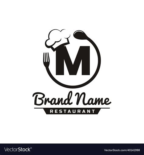 Letter m restaurant food logo design vector image on VectorStock | Food logo design, Food logo ...