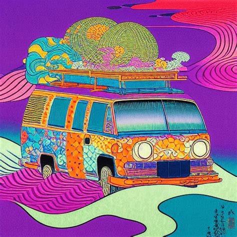 Hippie Van Painting by Lisa Frank · Creative Fabrica