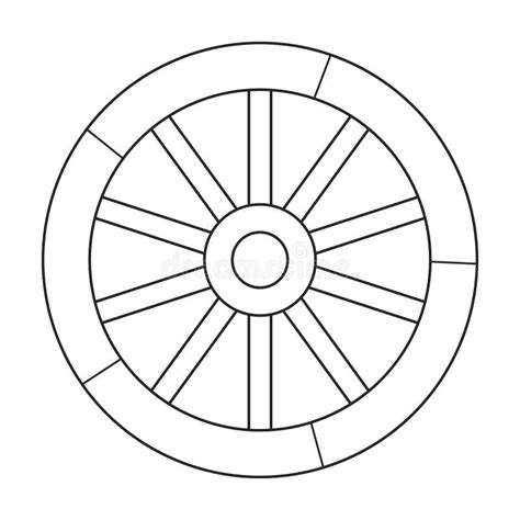 Wooden Wheel Outline Vector Icon.Outline Vector Illustration Wagon. Isolated Illustration of ...