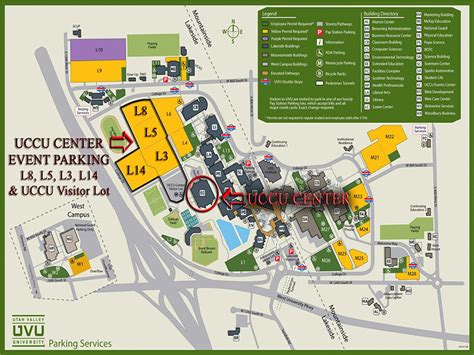 2016 UVU Campus Map UCCU Center Event Parking L8 L5 L3 L14 and Visitor Lot