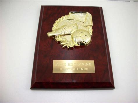 Soccer Plaque Trophy with free engraving on brass plate