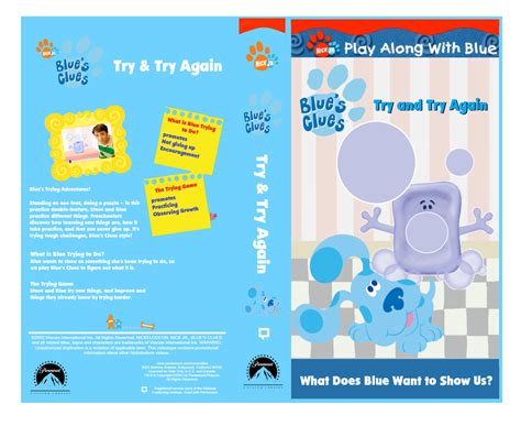 Blue's Clues Try and Try Again Homemade VHS Cover by PandaFan1999 on DeviantArt