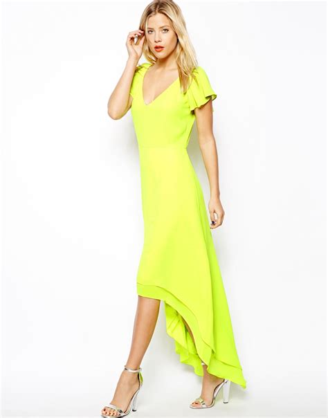 Lyst - Asos High Low Hem Maxi Dress in Yellow