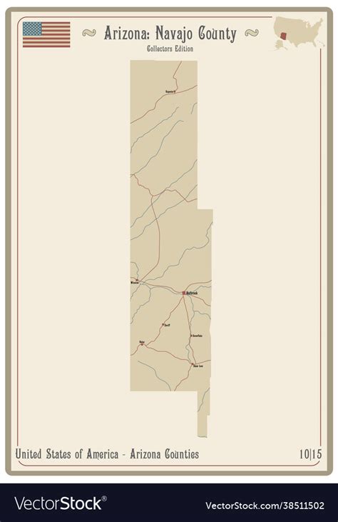 Map navajo county in arizona Royalty Free Vector Image